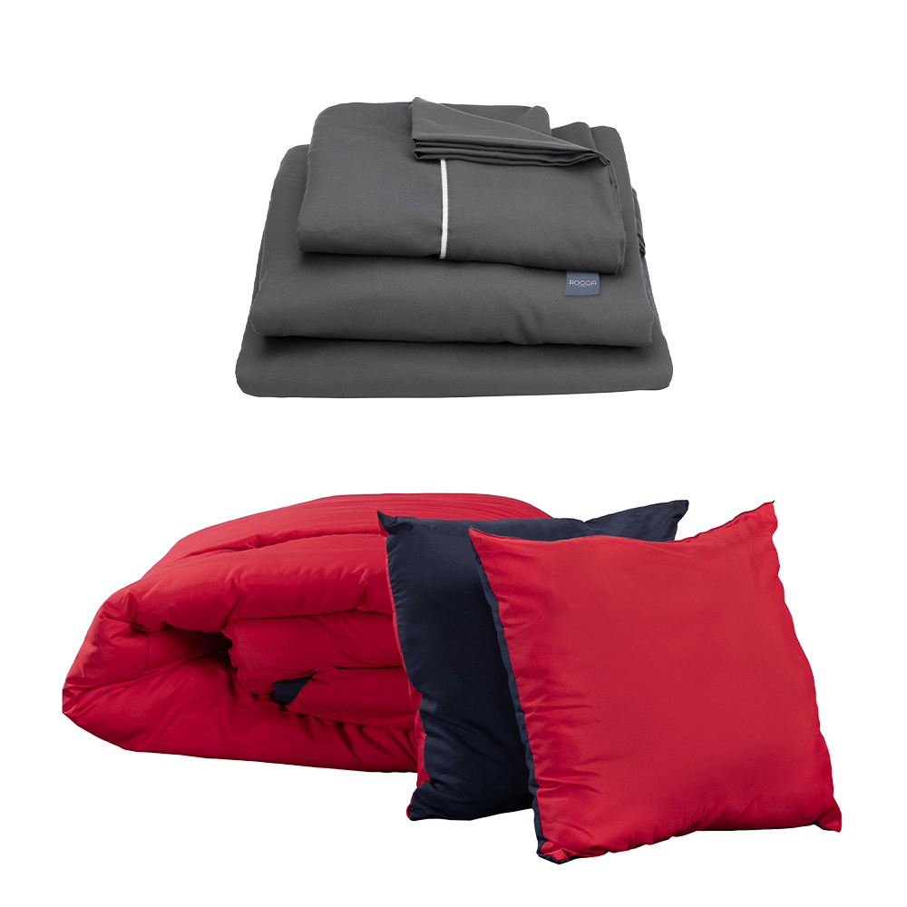 Set De Edredón Dicasa Couzy Rojo y Azul + Sábanas Royal Queen Size