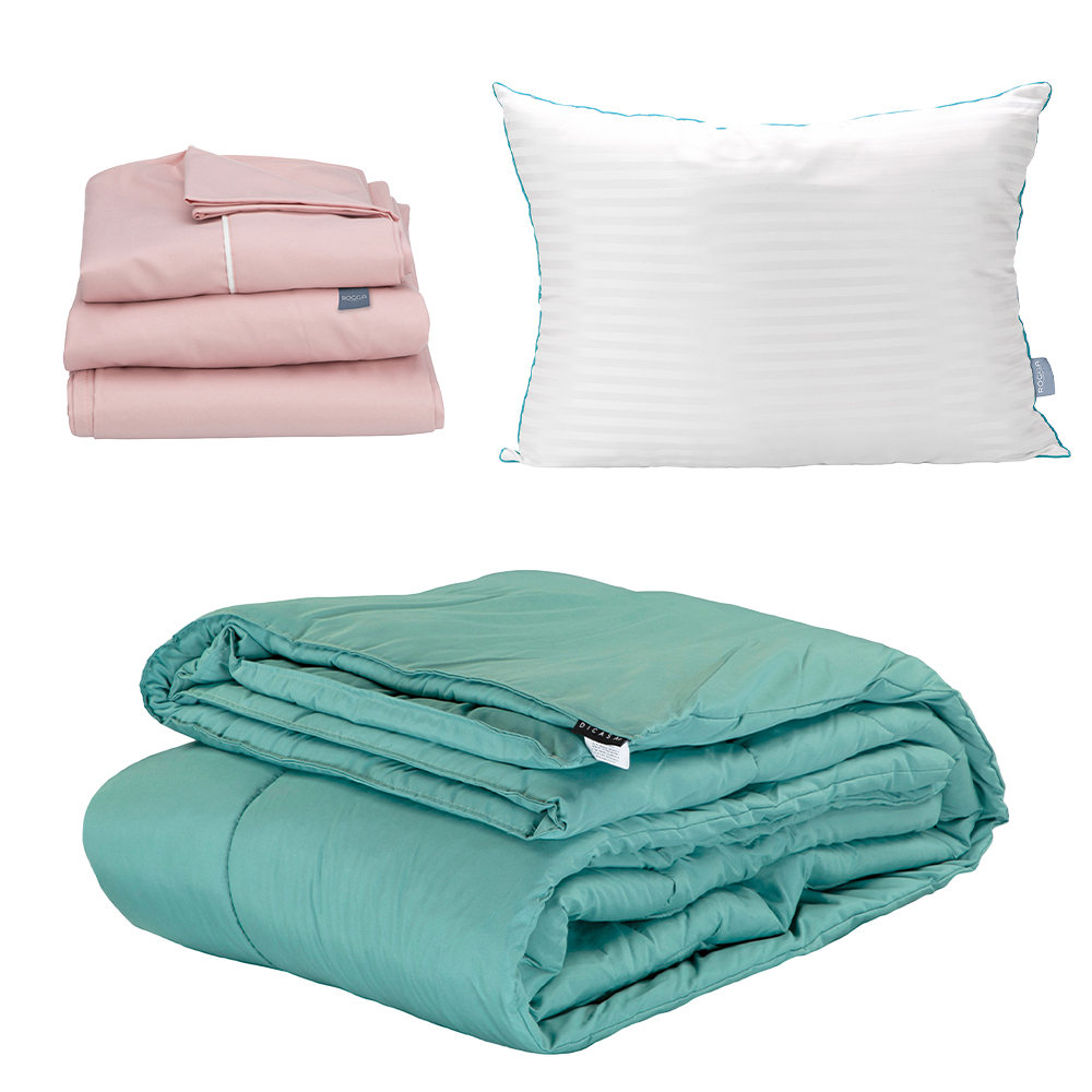 Edredón Dicasa Homy Verde + Sábanas Royal + Almohada Royal Individual