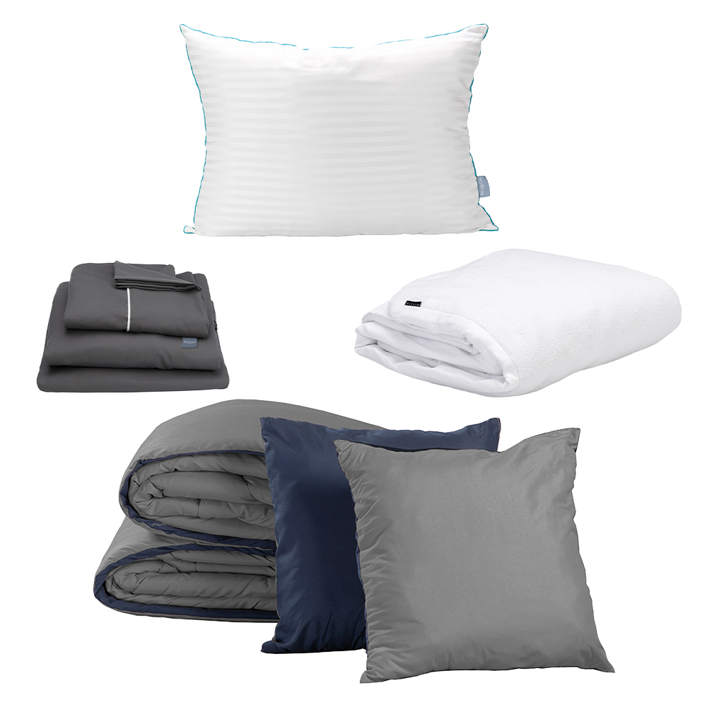 Foto 1 | Set De Edredón Dicasa Couzy Azul Marino Y Gris + Sábanas Royal + Protector Cloud + Almohada Royal Individual