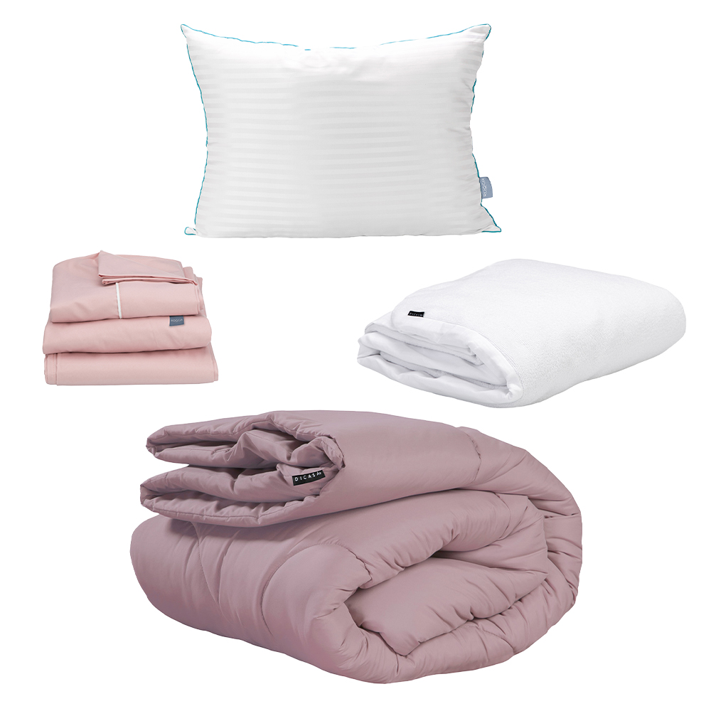 Edredón Dicasa Homy Lila + Sábanas Royal + Protector Cloud + Almohada Royal Individual