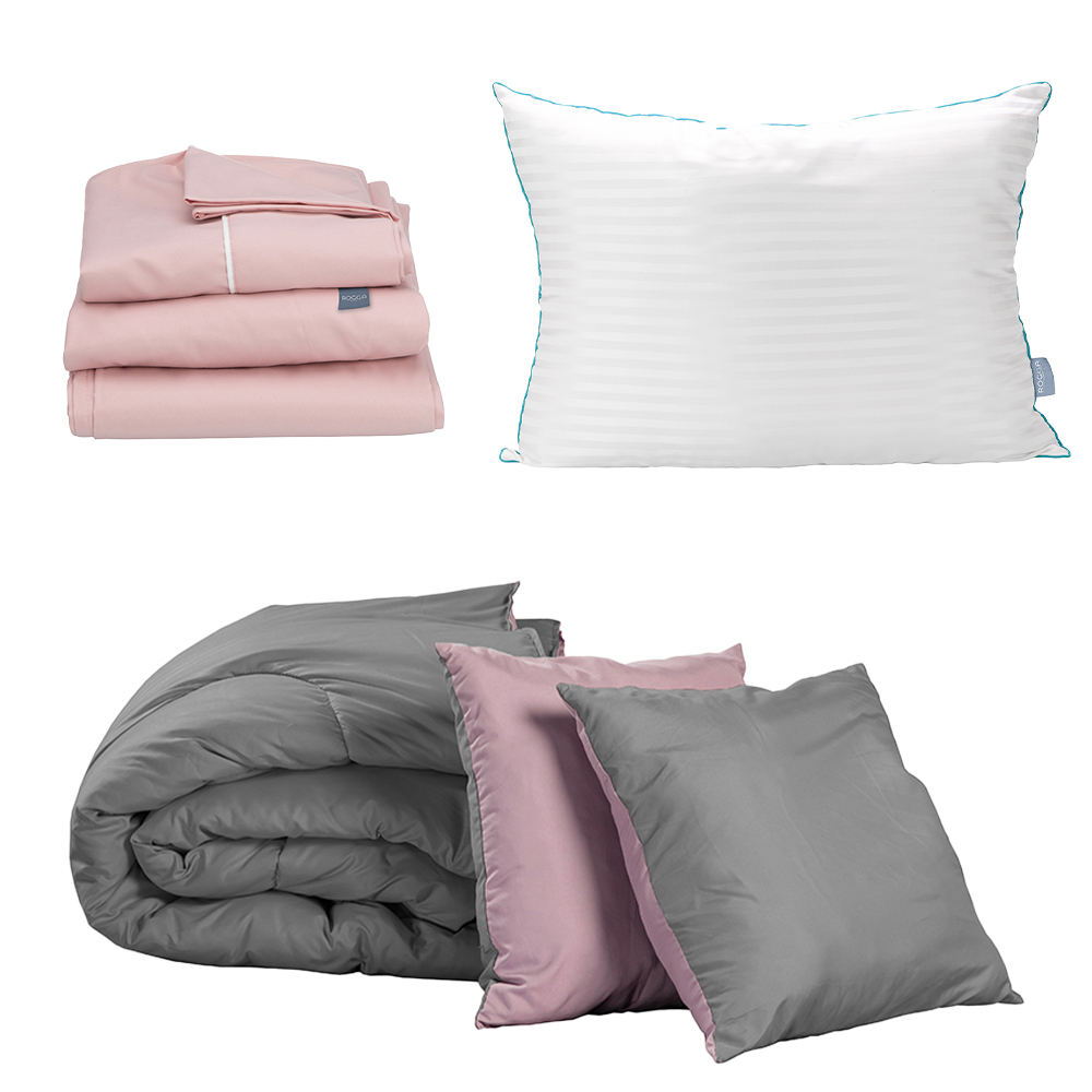Set De Edredón Dicasa Couzy Lila Y Gris + Sábanas Royal + Almohada Royal Individual