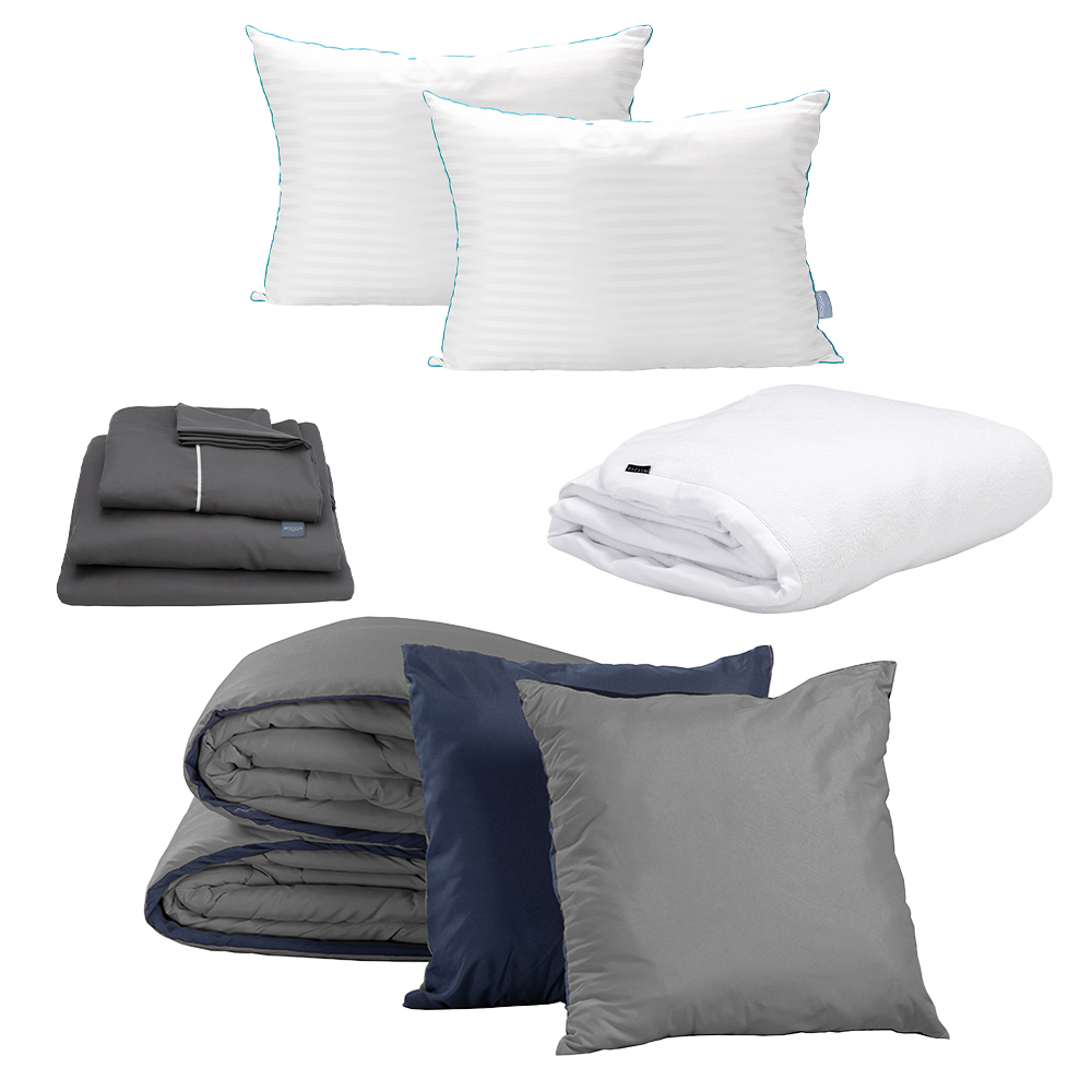 Foto 1 | Set De Edredón Dicasa Couzy Azul Marino-Gris + Sábanas Royal + Protector Spring Air + 2 Almohadas Royal Twin King Size