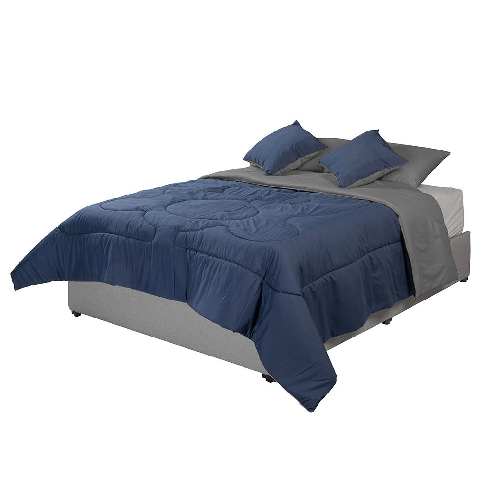 Foto 2 | Set De Edredón Dicasa Couzy Azul Marino-Gris + Sábanas Royal + Protector Spring Air + 2 Almohadas Royal Twin King Size
