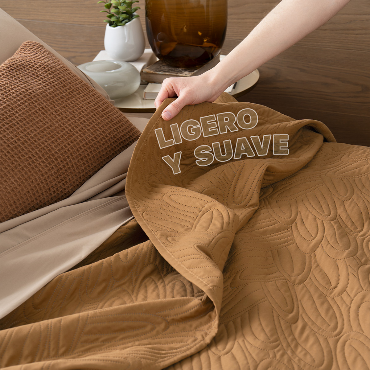 Foto 5 | Edredón Colcha Ligero Real Textil Ocre - 1 Pieza Matrimonial