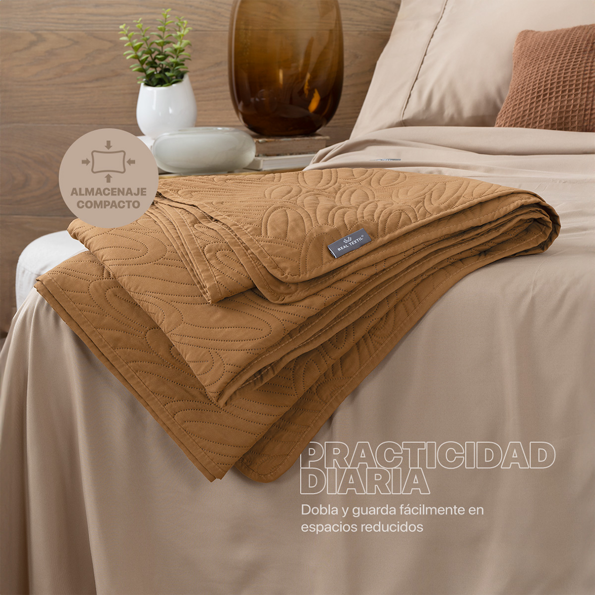 Foto 6 | Edredón Colcha Ligero Real Textil Ocre - 1 Pieza Matrimonial