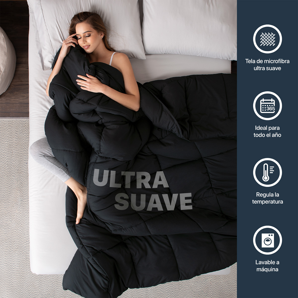 Foto 4 pulgar | Edredón Duvet Esquimal Negro Individual