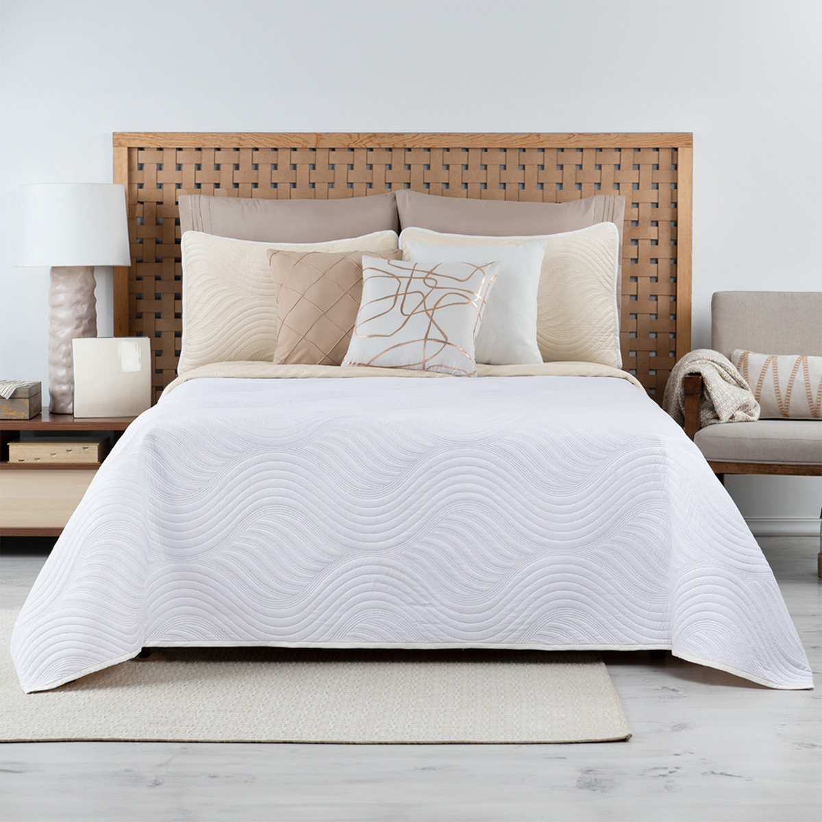 Foto 1 | Edredón Ligero Matrimonial con Fundas de Almohada Real Textil Pinsonic Doble Vista Blanco -Beige