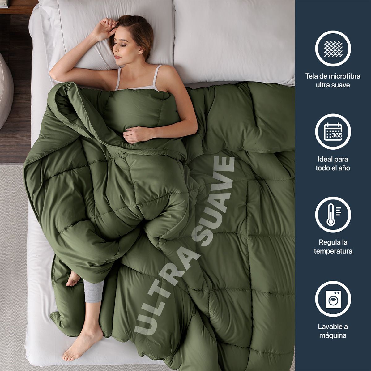 Foto 4 pulgar | Edredón Duvet Esquimal Verde Individual