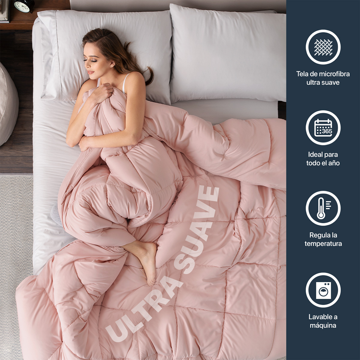 Foto 4 pulgar | Edredón Duvet Esquimal Rosa Matrimonial
