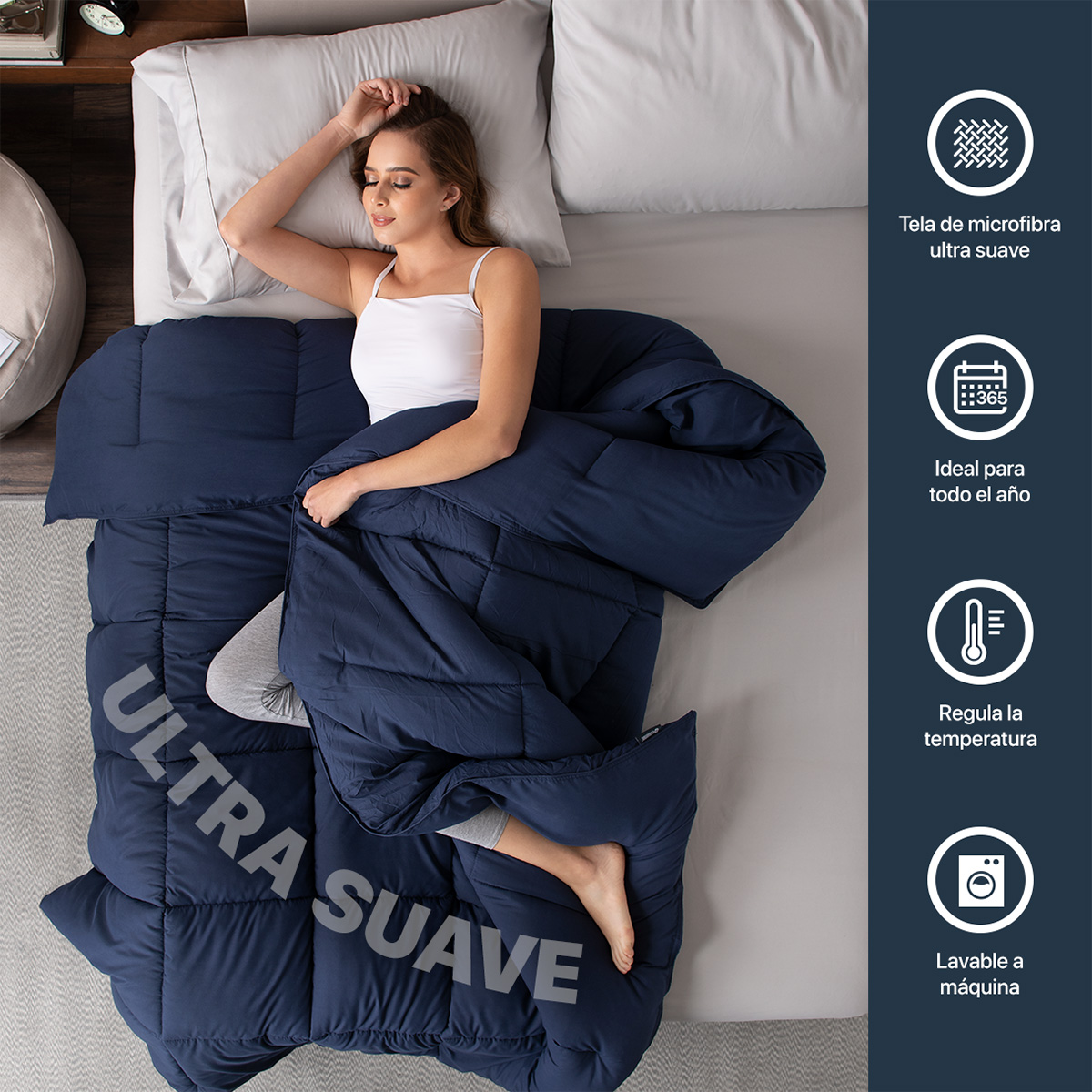 Foto 4 pulgar | Edredón Duvet Esquimal Azul Marino Queen Size