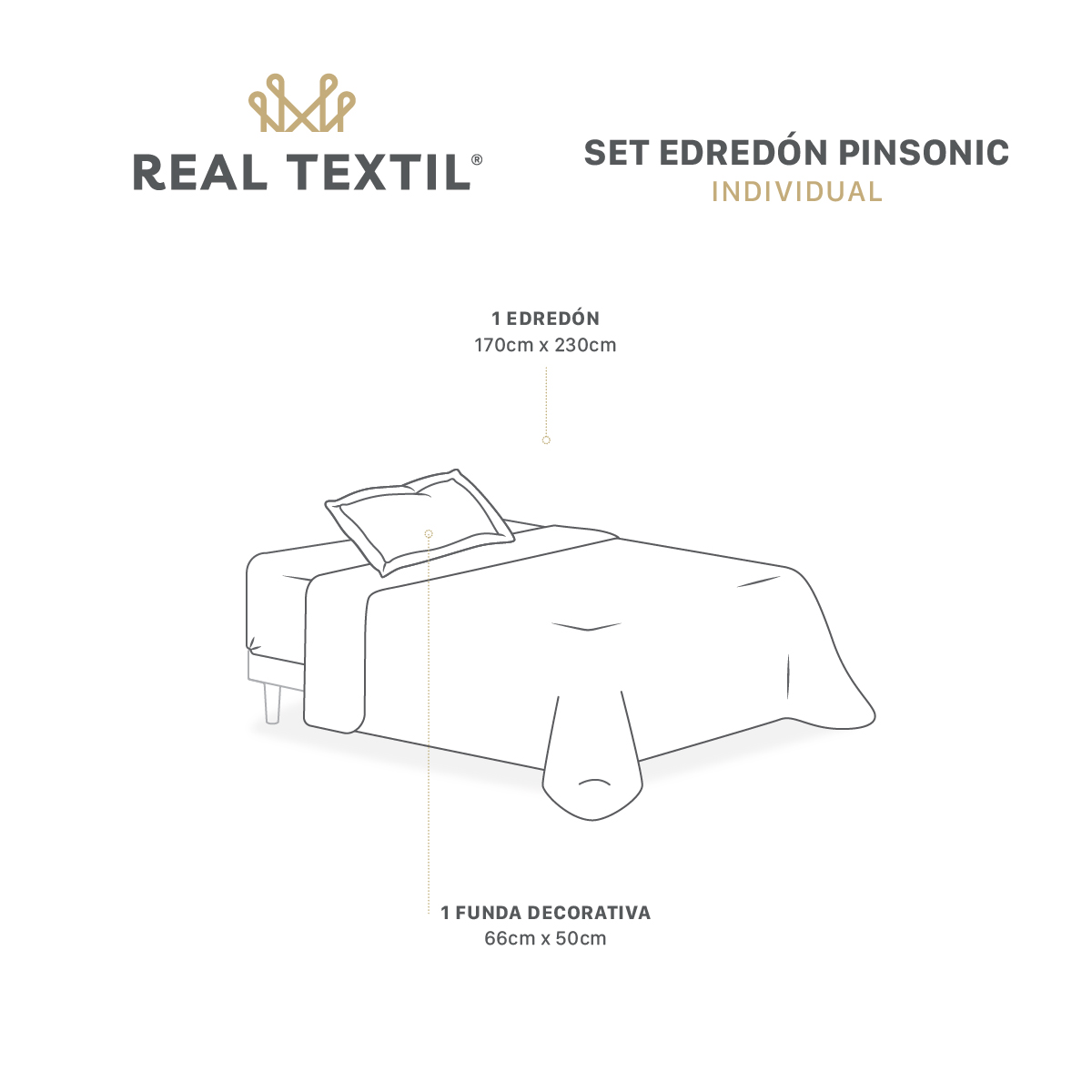 Foto 4 | Edredón Ligero Individual con Funda de Almohada Real Textil Pinsonic Doble Vista Blanco - Beige