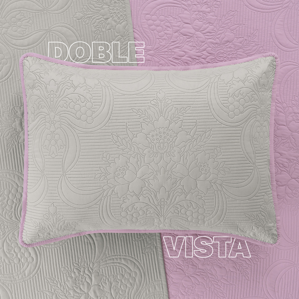 Foto 6 pulgar | Edredón Ligero Matrimonial con Fundas de Almohada Real Textil Pinsonic Doble Vista Violeta - Gris