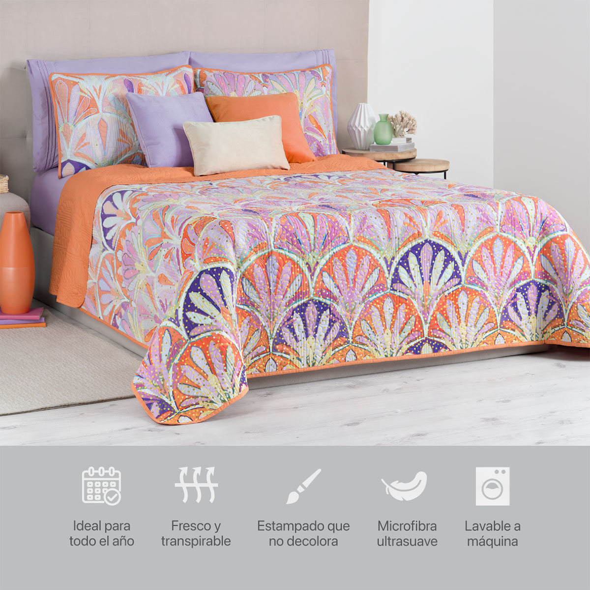 Foto 6 | Edredón Ligero Queen Size con Fundas de Almohada Real Textil Pinsonic Doble Vista Santana