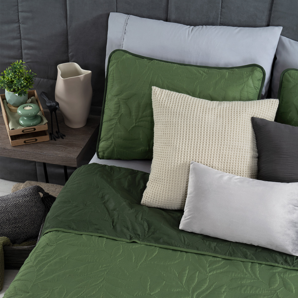 Foto 7 | Edredón Ligero Queen Size con Fundas de Almohada Real Textil Pinsonic Doble Vista Verde Oscuro - Verde Oliva