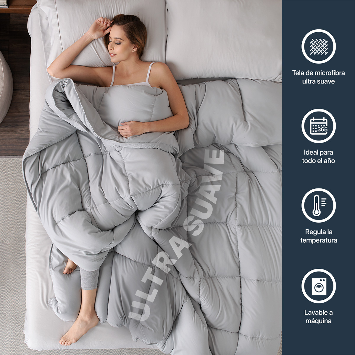 Foto 3 | Edredón Duvet Esquimal Gris King Size
