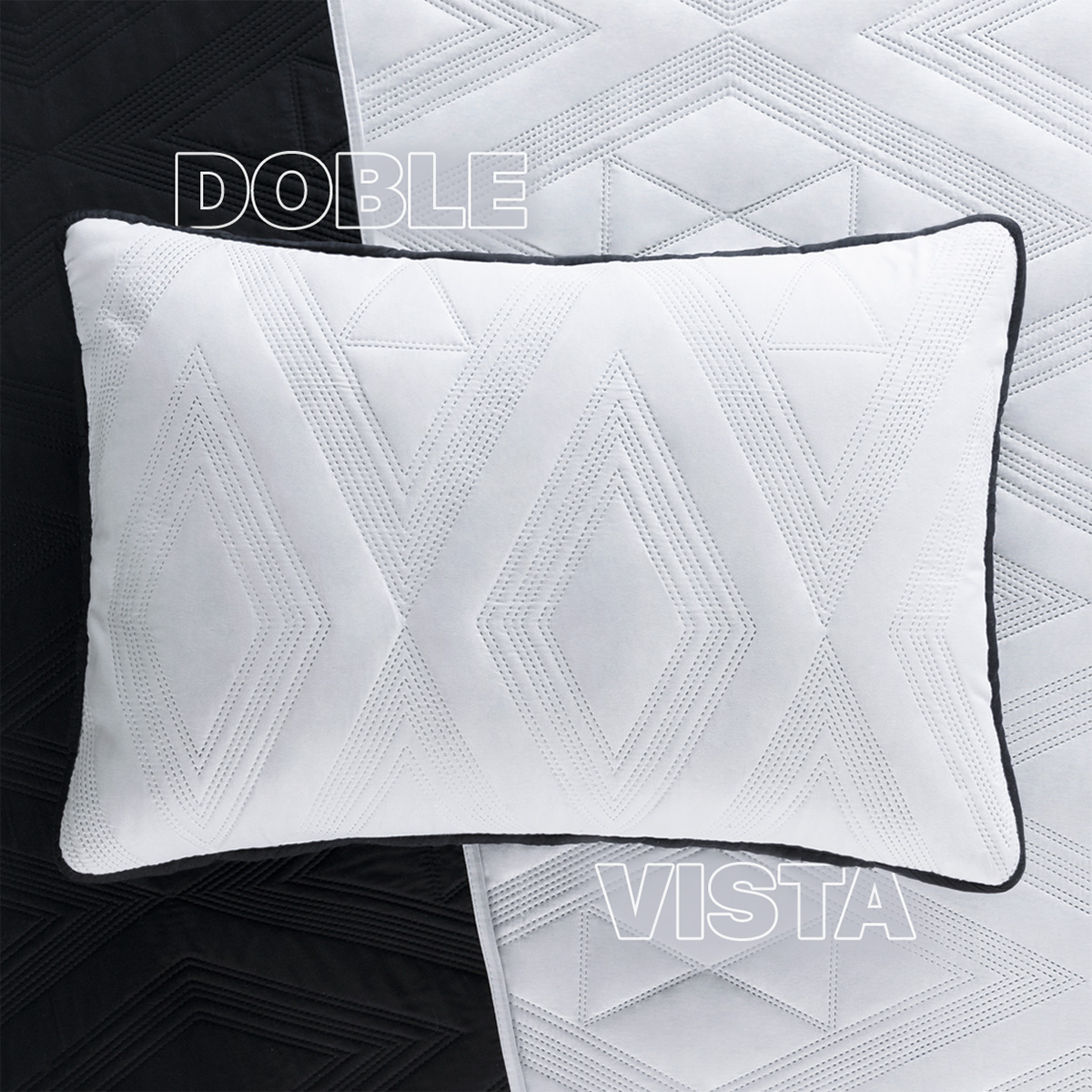 Foto 6 pulgar | Edredón Ligero Matrimonial con Fundas de Almohada Real Textil Pinsonic Doble Vista Negro - Blanco
