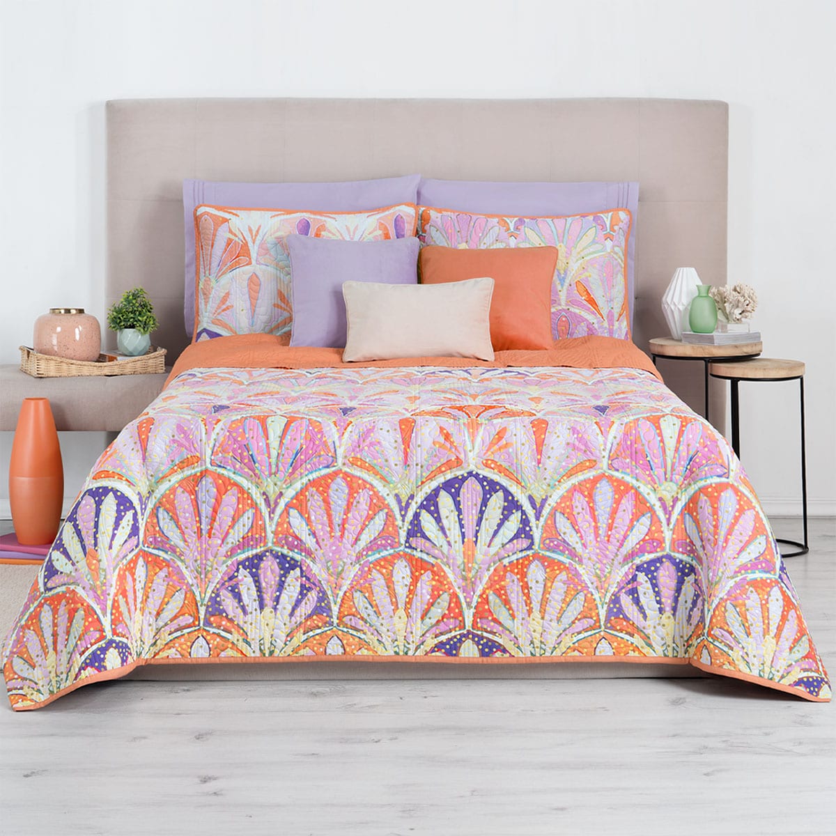 Edredón Pinsonic Real Textil Doble Vista Naranja Santana King Size $799