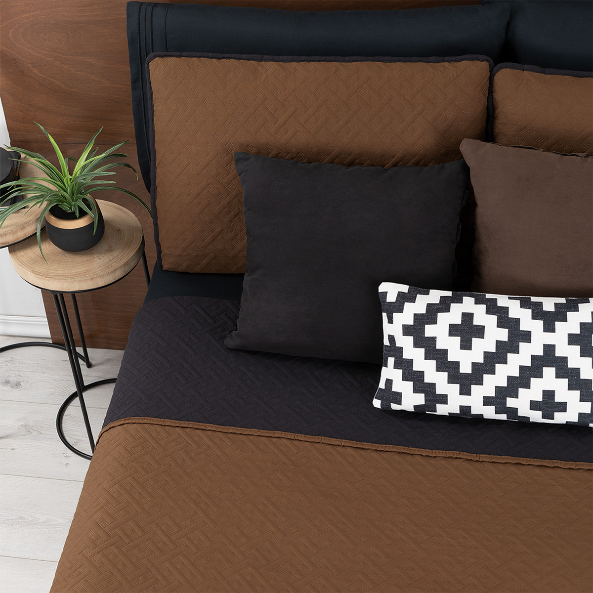 Foto 8 pulgar | Edredón Ligero King Size con Fundas de Almohada Real Textil Pinsonic Doble Vista Negro - Ocre