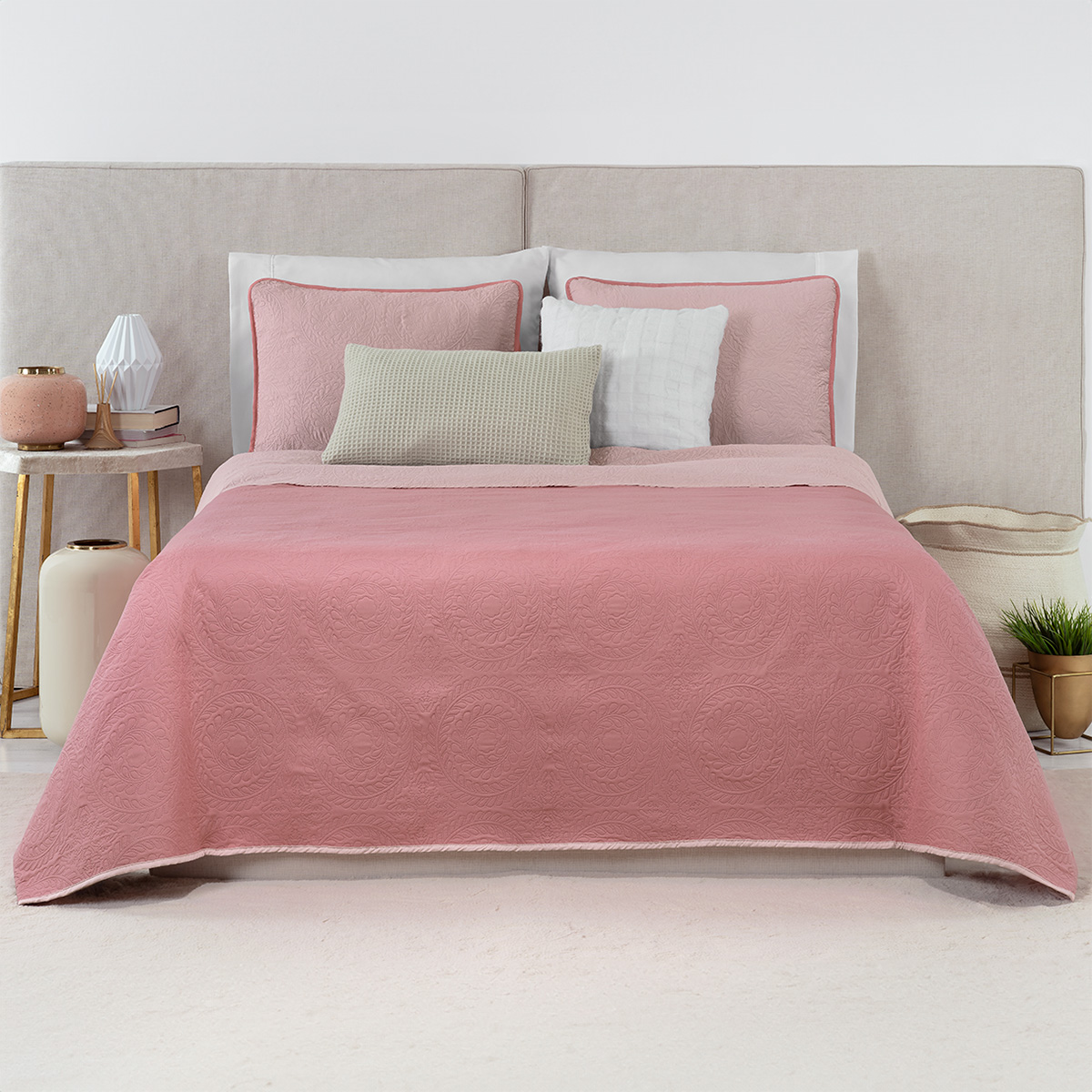 Foto 1 | Edredón Ligero Matrimonial con Fundas de Almohada Real Textil Pinsonic Doble Vista Rosa Oscuro - Rosa