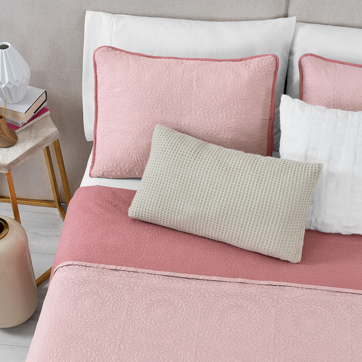 Foto 7 | Edredón Ligero Matrimonial con Fundas de Almohada Real Textil Pinsonic Doble Vista Rosa Oscuro - Rosa