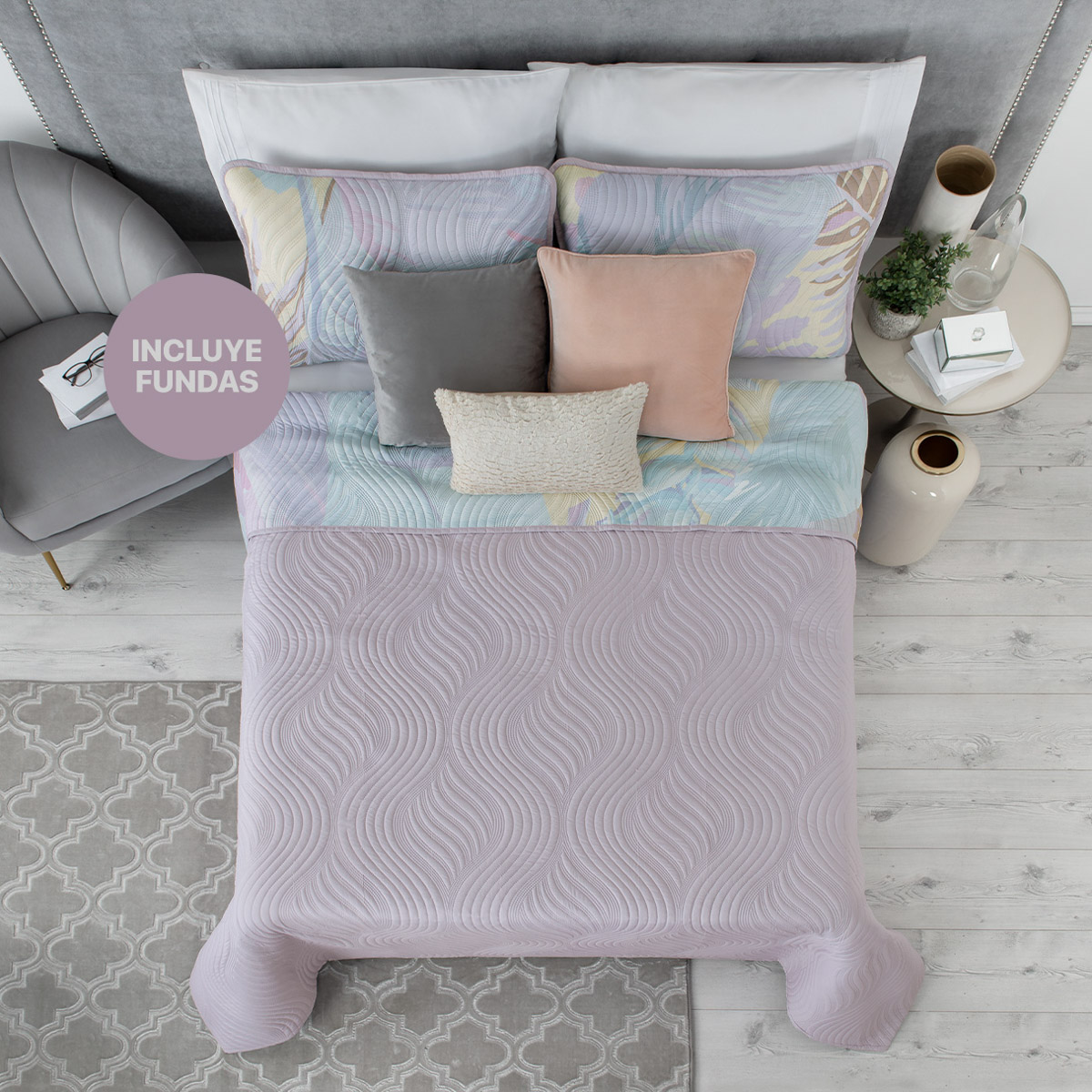 Foto 2 | Edredón Ligero Matrimonial con Fundas de Almohada Real Textil Pinsonic Doble Vista Brianna