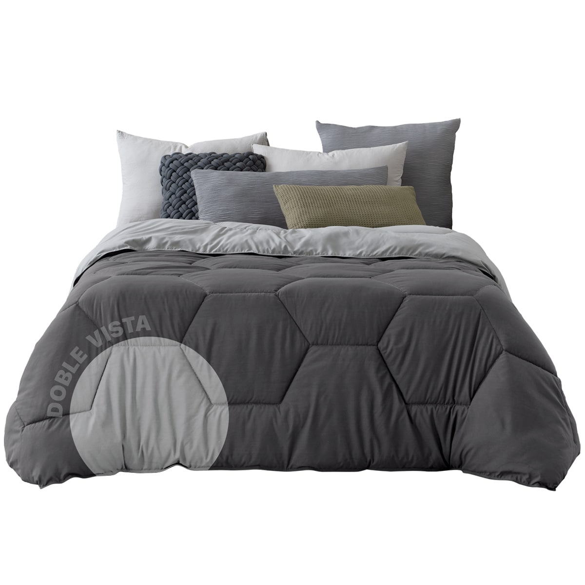 Edredón Duvet Relleno Tipo Down Esquimal Doble Vista Gris Oscuro - Gris Matrimonial $1,039