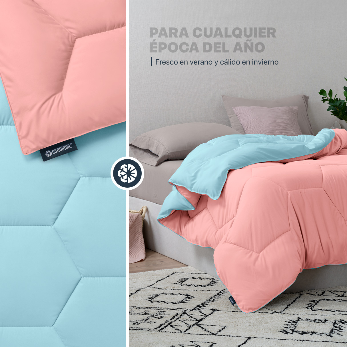 Foto 6 pulgar | Edredón Duvet Relleno Tipo Down Esquimal Doble Vista Azul Claro - Coral Matrimonial