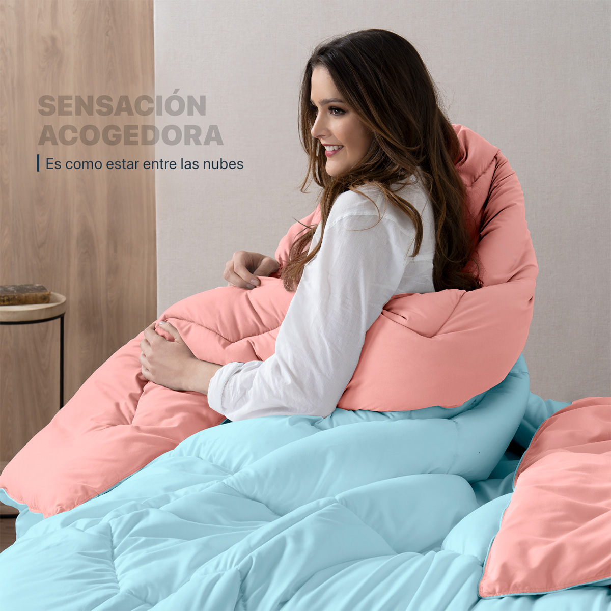 Foto 7 pulgar | Edredón Duvet Relleno Tipo Down Esquimal Doble Vista Azul Claro - Coral Matrimonial