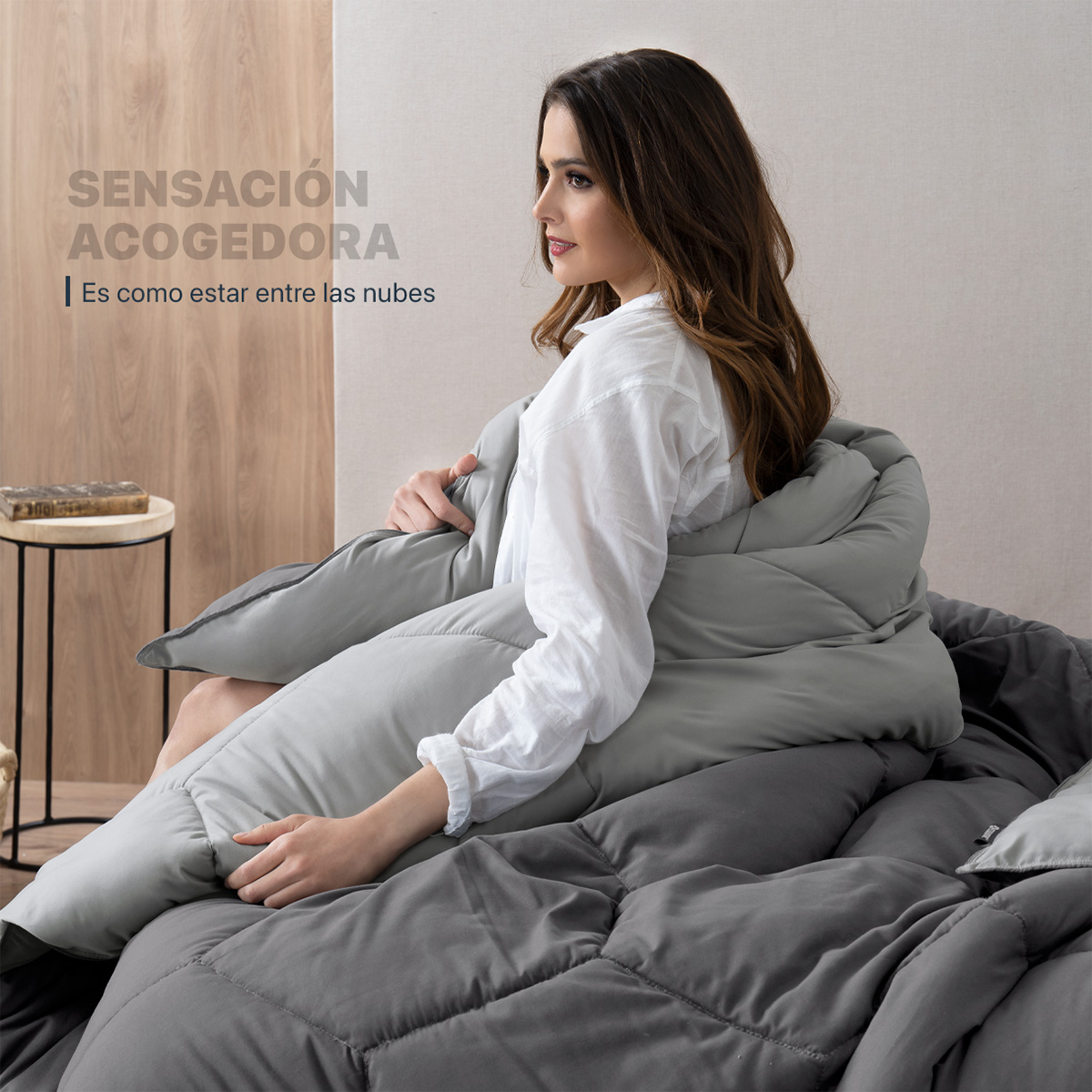 Foto 7 pulgar | Edredón Duvet Relleno Tipo Down Esquimal Doble Vista Gris Oscuro - Gris Matrimonial Xl