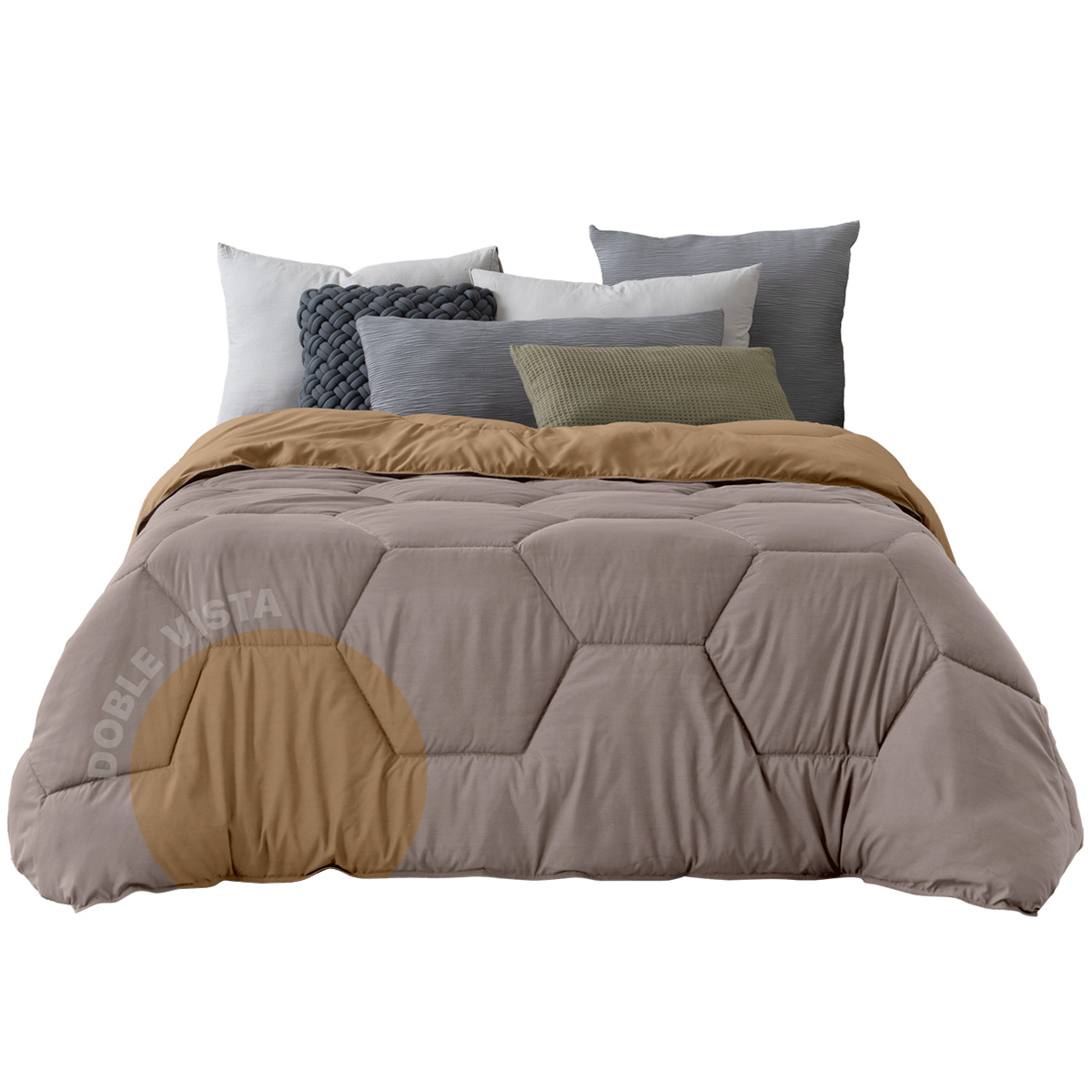Edredón Duvet Relleno Tipo Down Esquimal Doble Vista Café - Canela Matrimonial
