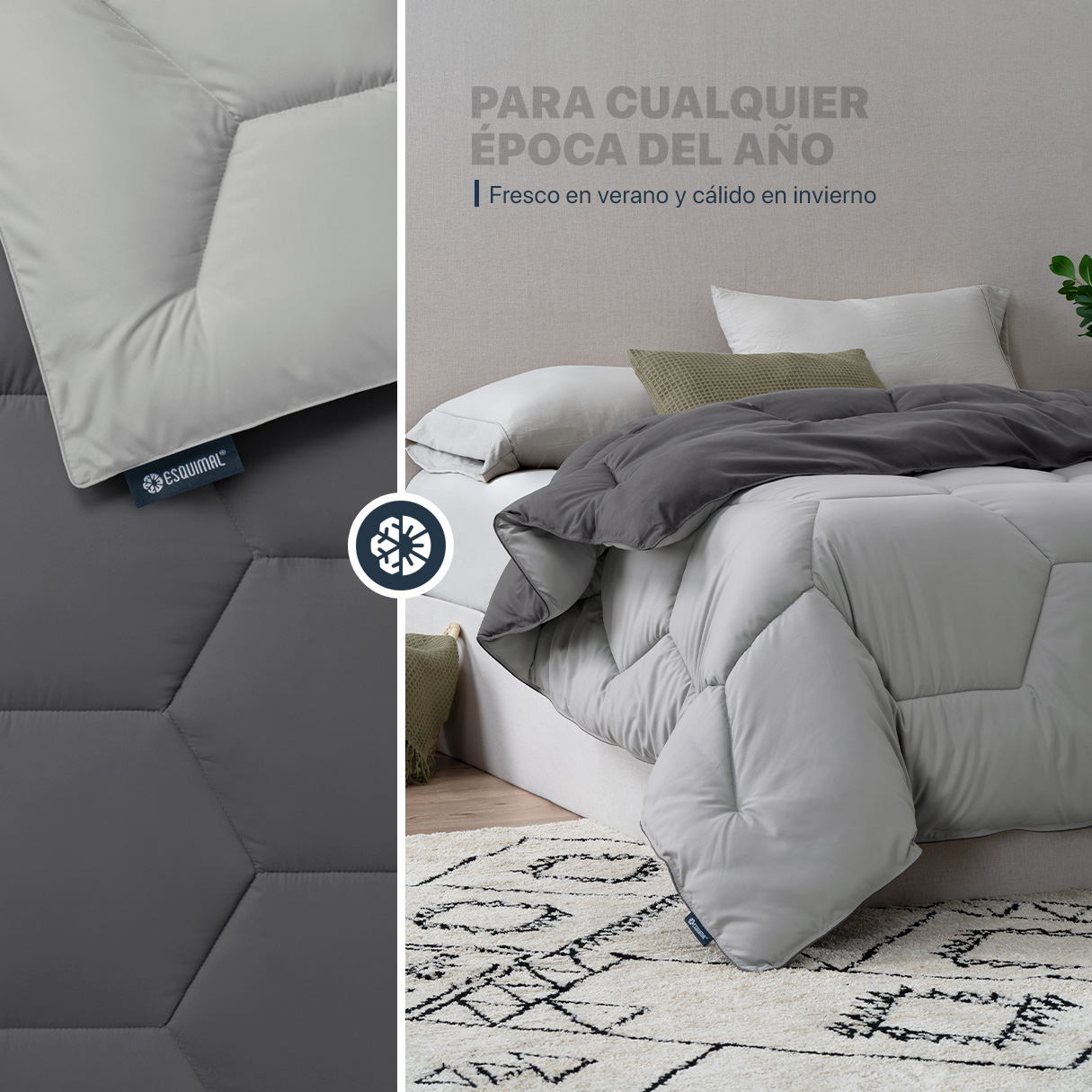 Foto 5 | Edredón Duvet Relleno Tipo Down Esquimal Doble Vista Gris Oscuro - Gris Individual