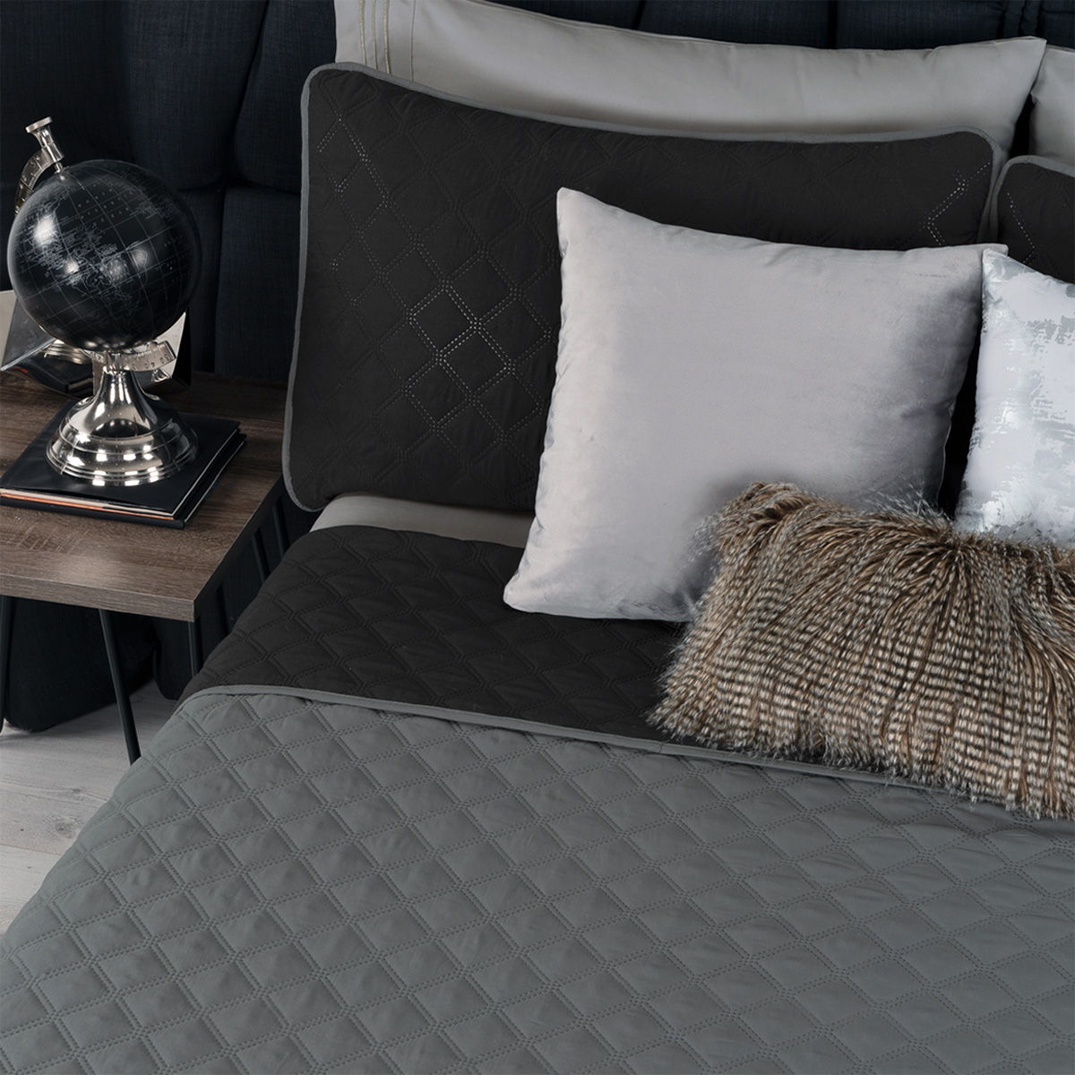 Foto 7 | Edredón Ligero Individual con Funda de Almohada Real Textil Pinsonic Doble Vista Negro -Gris