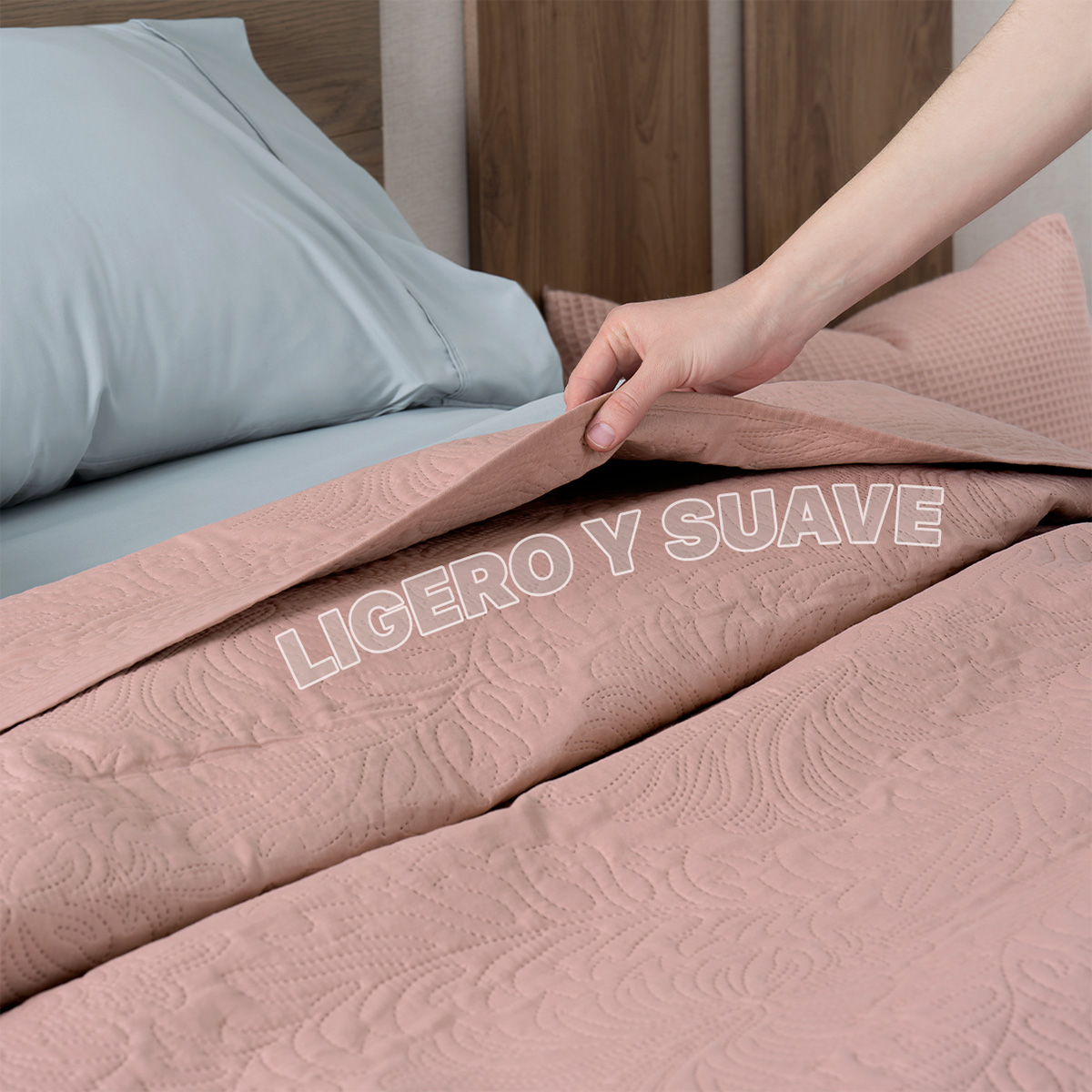 Foto 6 pulgar | Edredón Colcha Ligero Real Textil Rosa Oscuro - 1 Pieza King Size