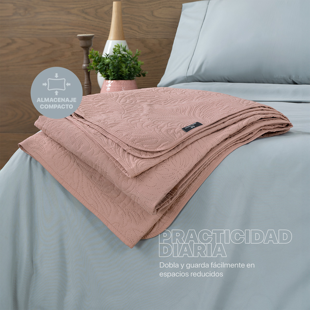 Foto 7 pulgar | Edredón Colcha Ligero Real Textil Rosa Oscuro - 1 Pieza King Size
