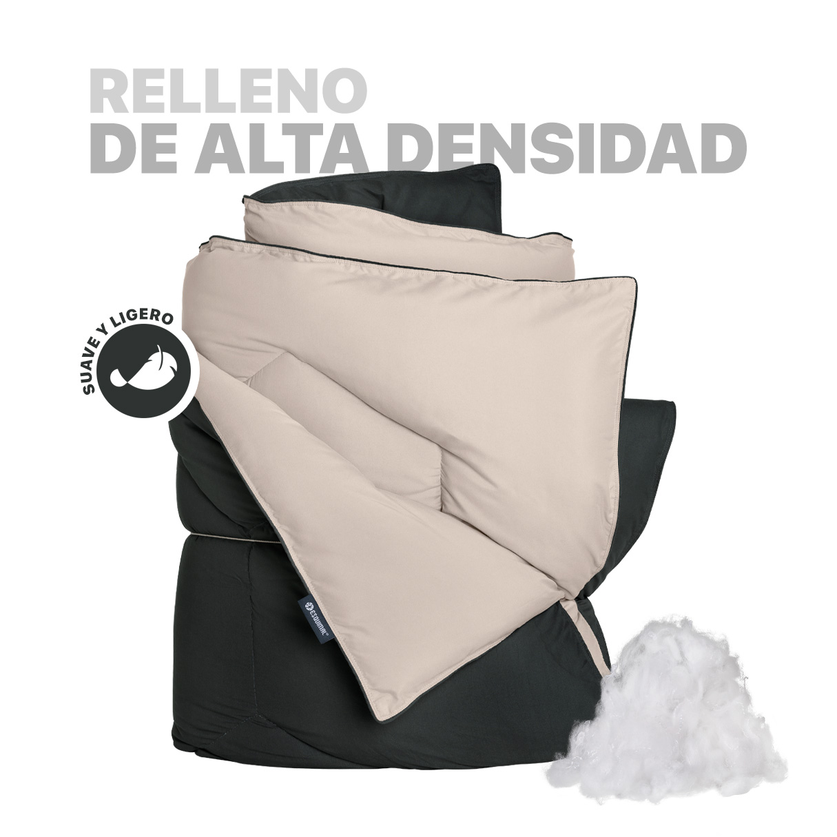 Foto 3 pulgar | Edredón Duvet Relleno Tipo Down Esquimal Doble Vista Negro - Khaki Queen Size