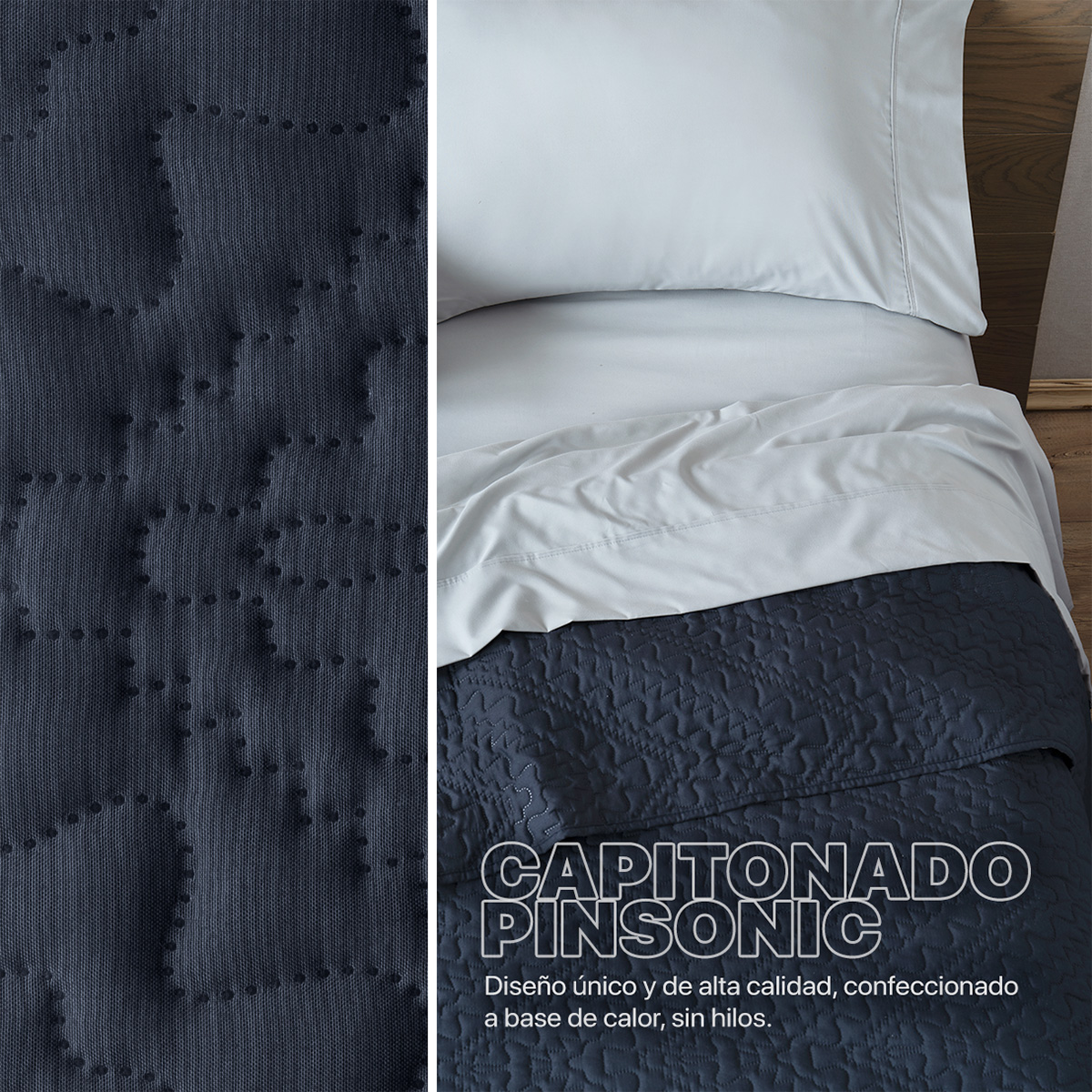 Foto 2 | Edredón Colcha Ligero Real Textil Azul Oscuro - 1 Pieza King Size