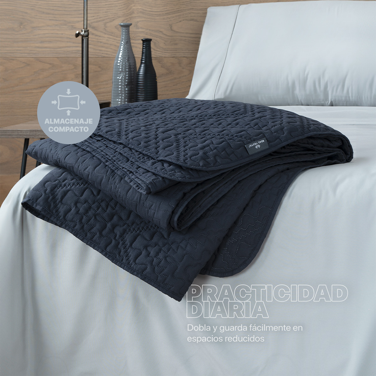 Foto 6 | Edredón Colcha Ligero Real Textil Azul Oscuro - 1 Pieza King Size