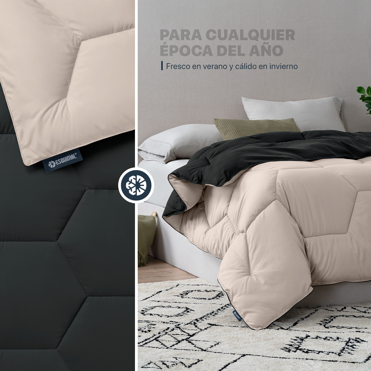 Foto 6 pulgar | Edredón Duvet Relleno Tipo Down Esquimal Doble Vista Negro - Khaki Matrimonial