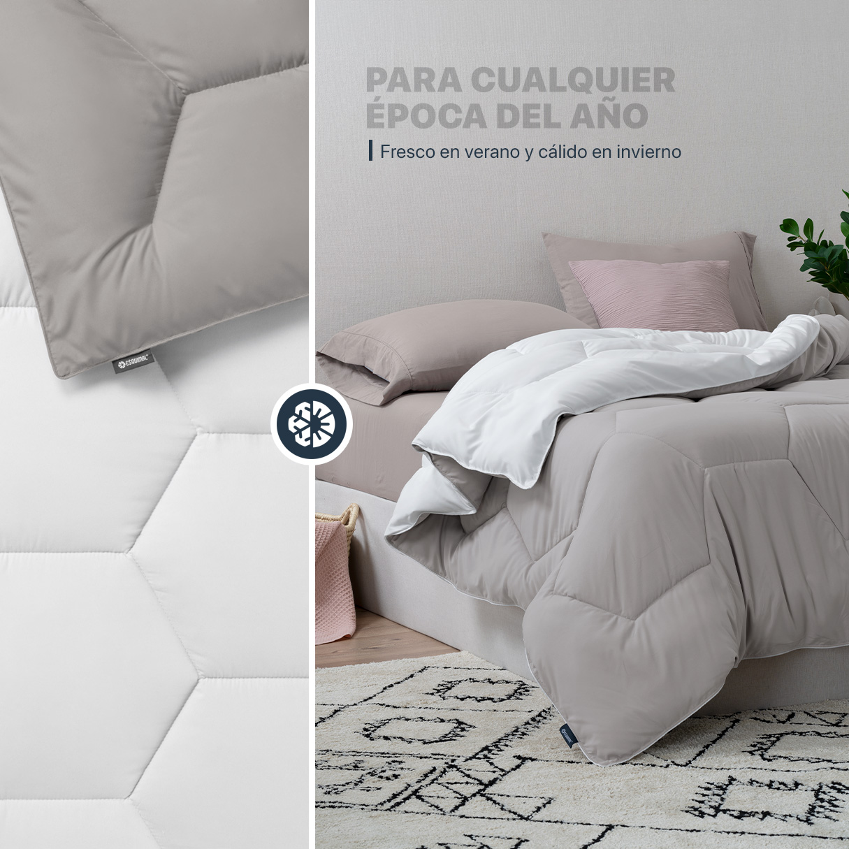 Foto 5 | Edredón Duvet Relleno Tipo Down Esquimal Doble Vista Blanco - Gris Calido Individual