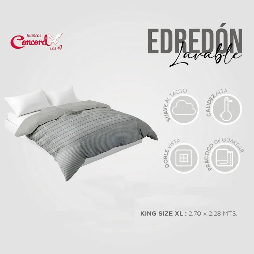 Foto 6 | Edredón Lavable Gray Microfibra King Size Concord
