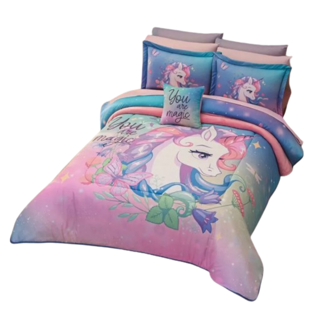 Edredón Lavable Unicornio Star Matrimonial C/doble Vista