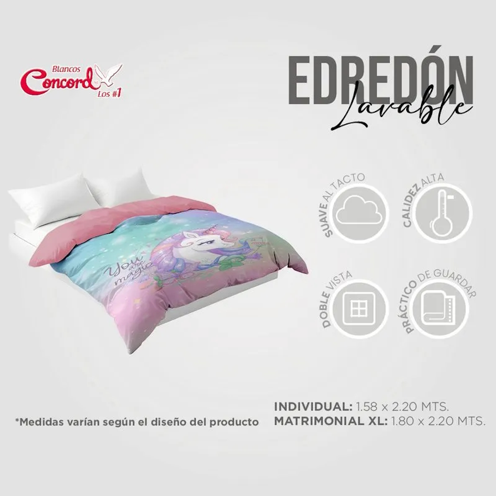 Foto 5 | Edredón Lavable Unicornio Star Matrimonial C/doble Vista