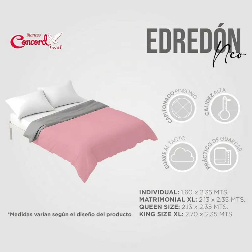 Foto 5 | Edredón Neo Rosa King Size / Suave Al Tacto Concord