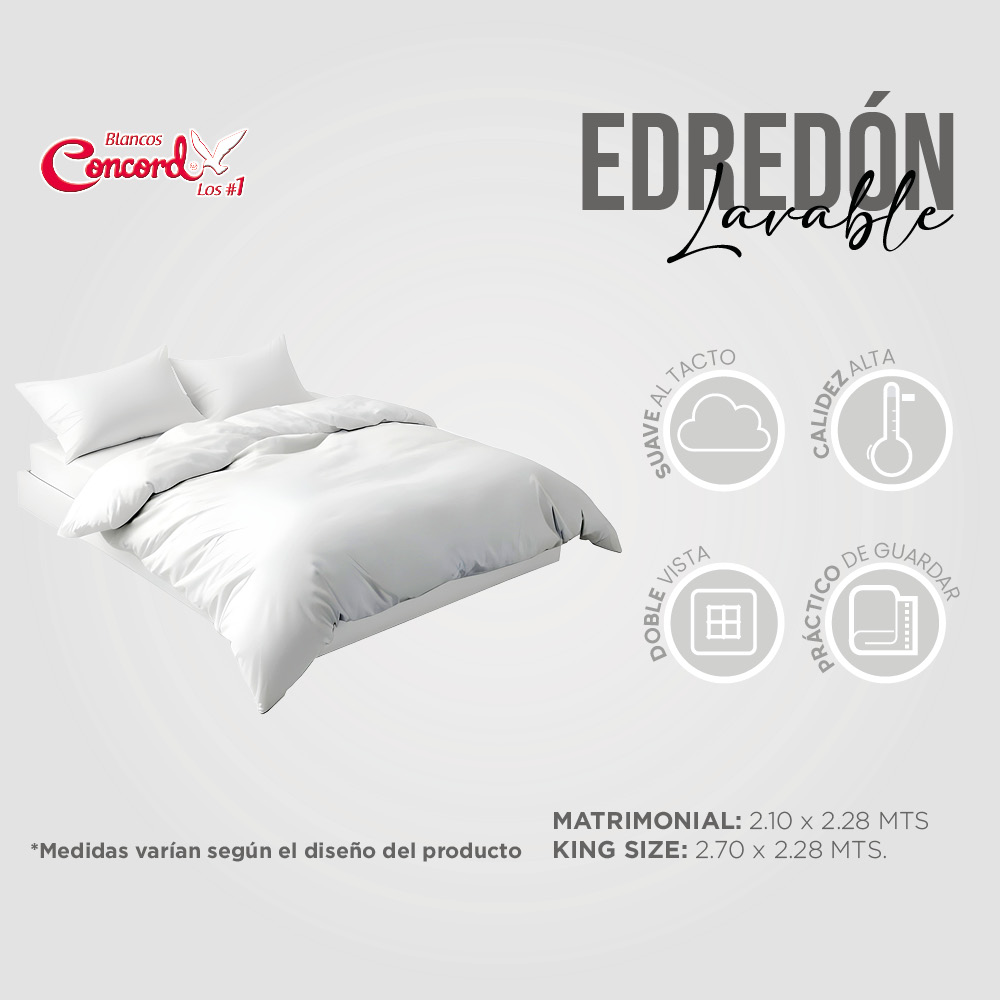 Foto 7 pulgar | Edredón De Pluma Suave Premium King Size Blanco Concord
