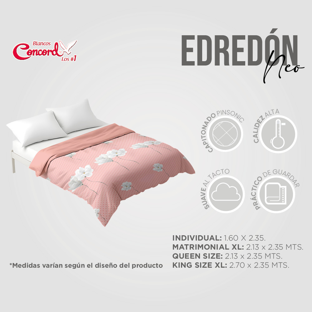 Foto 7 pulgar | Edredón Matri Queen Deep Rose Neo Jessie Microfibra Concord