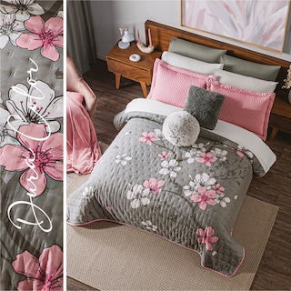 Foto 4 | Edredón Matrimonial Neo Sakura Gris Microfibra Concord