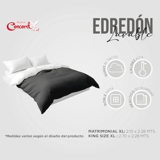 Foto 3 | Edredón De Pluma Suave Premium Matrimonial Negro Concord