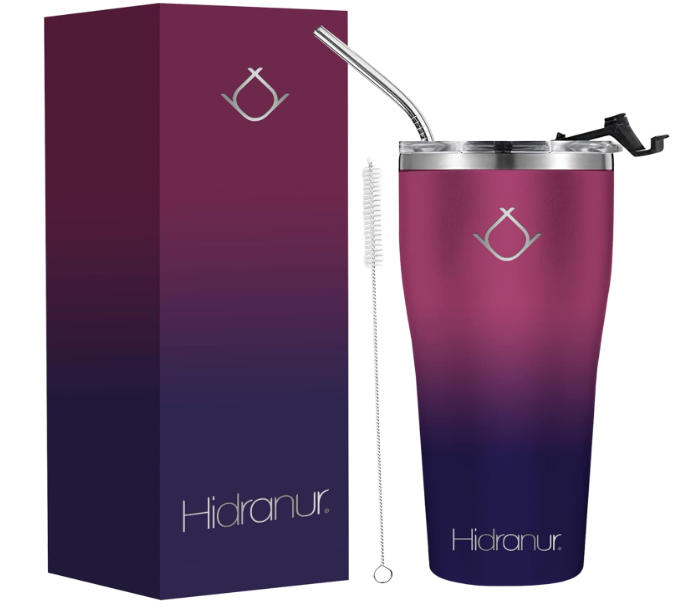 Termo De Acero Inoxidable Doble Aislamiento Térmico Morado 30 Oz (887.206 Ml) Hidranur