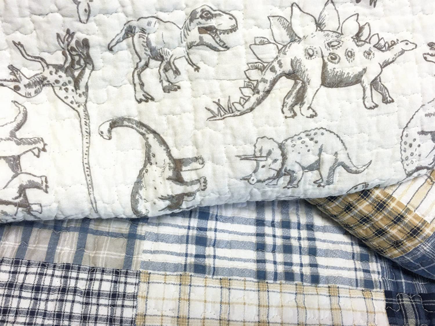 Colcha Cozy Line Home Fashions Benjamin, Bonita Tela Escocesa Con Forma De Dinosaurio - Venta Internacional.