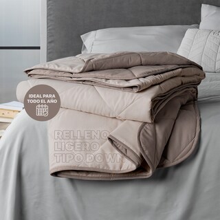 Foto 2 | Colcha Edredón Ligero Real Textil, Matrimonial Marfil-taupe Reversible
